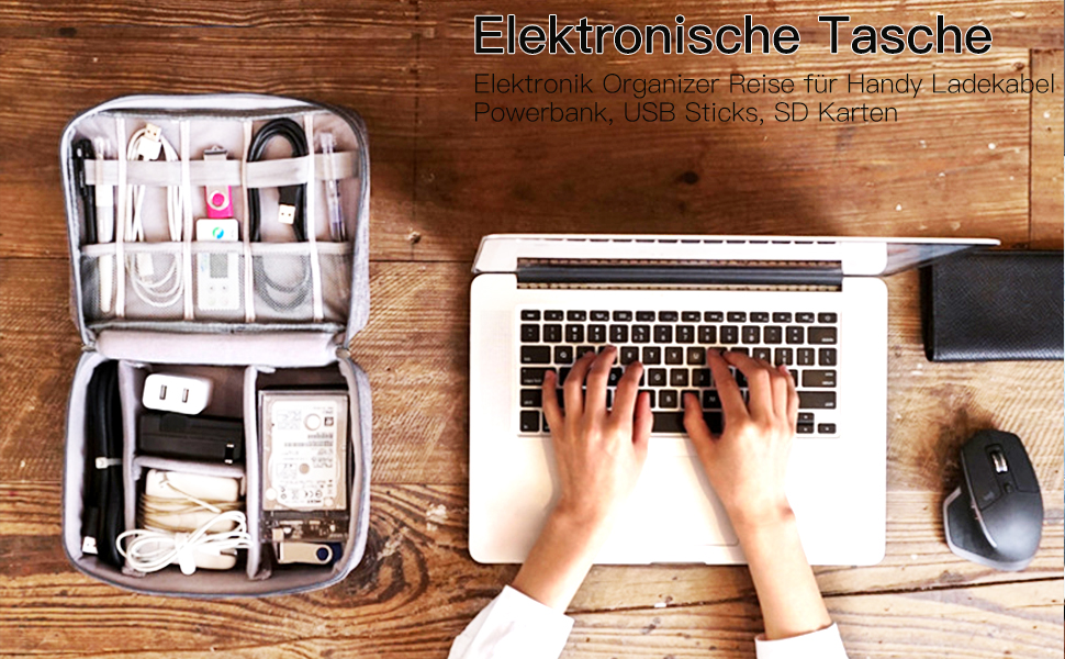 Електронна сумка-органайзер для аксесуарів: зарядні пристрої, Power Bank, кабелі (сіра)