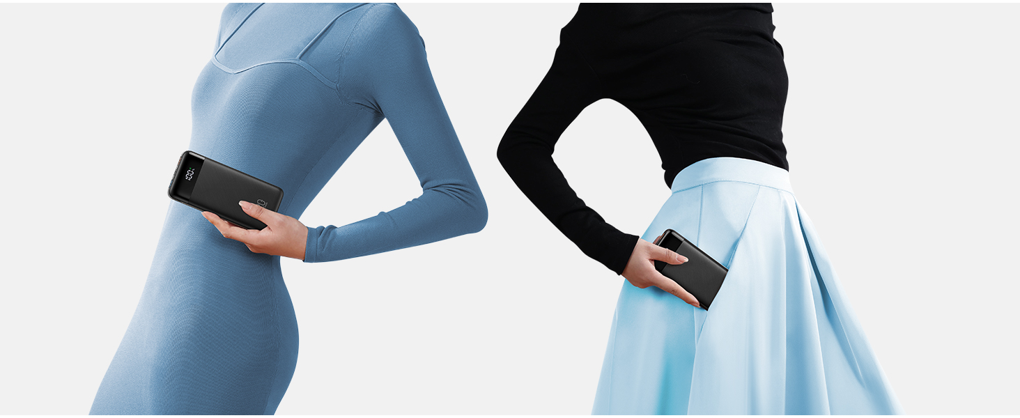 Power Bank Charmast 20000mAh з LED-дисплеєм та 4 кабелями (USB C, PD3.0, QC4.0) – чорний