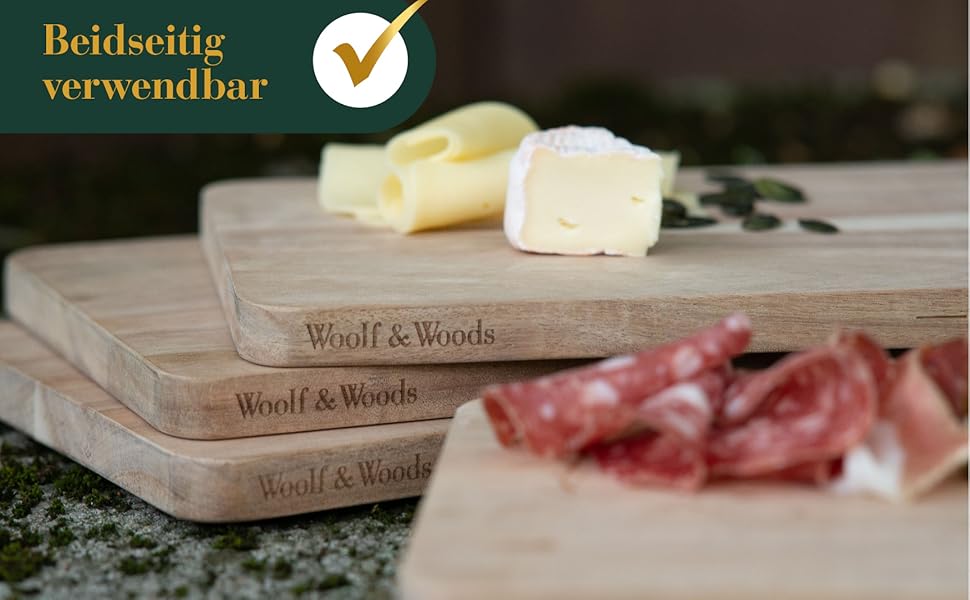 Набір кухонних дошок Woolf & Woods з акації, 4 шт, натуральні, товсті, для нарізки та сервірування