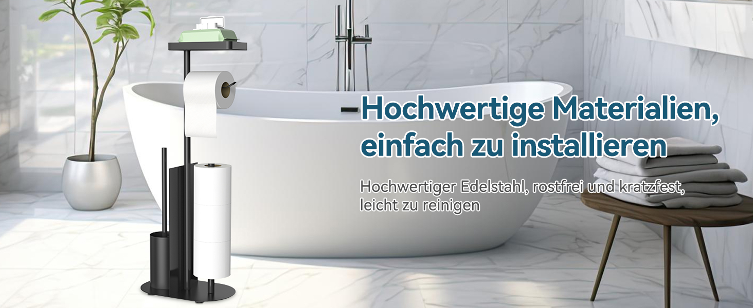 Підставка для туалетного паперу настільна з боксом для серветок, нержавіюча сталь, чорний матовий