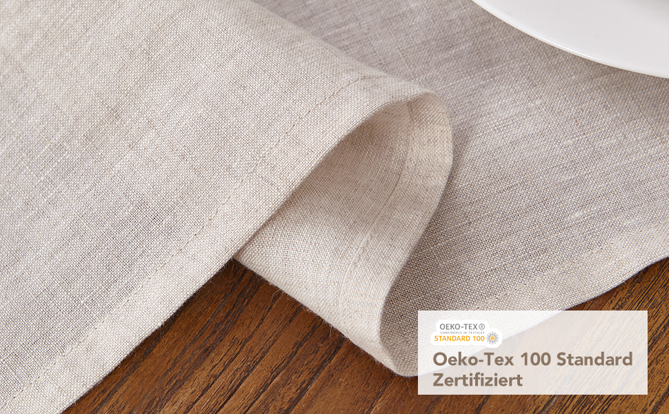 DAPU Linen Tablecloth, 100% French Natural Linen Rectangular Tablecloth 140×220cm (Natural Linen, 140 x 220 cm)