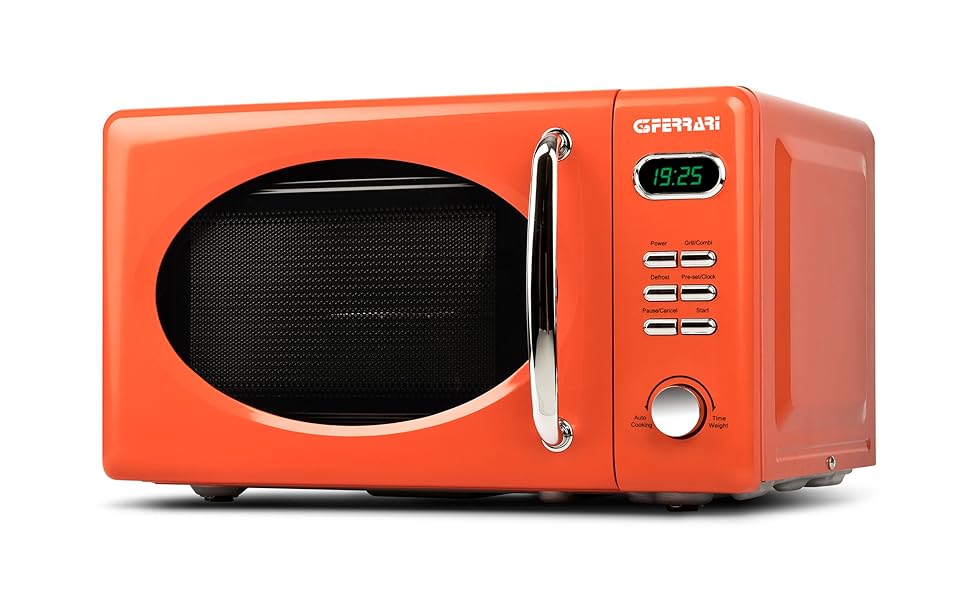 Мікрохвильова піч G3 Ferrari Sapormio Vintage, 1150 Вт, 20 л, 8 програм, оранжева
