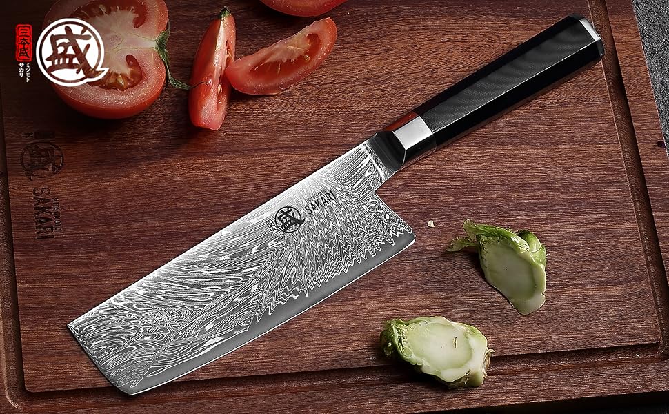 Японський кухонний ніж Mitsumoto Sakari Nakiri, порошкова сталь VG-Pro, чорна ручка, 16 см