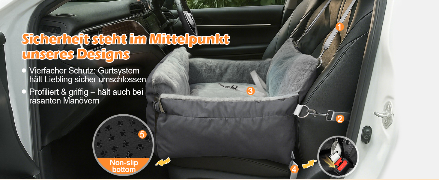 Автокрісло для собак 3-в-1 з переносною ліжком для маленьких собак – зручне автокрісло з розкладною поверхнею, м'яким матрацом, для переднього або заднього сидіння, внутрішнє та зовнішнє (02-Сірий)
