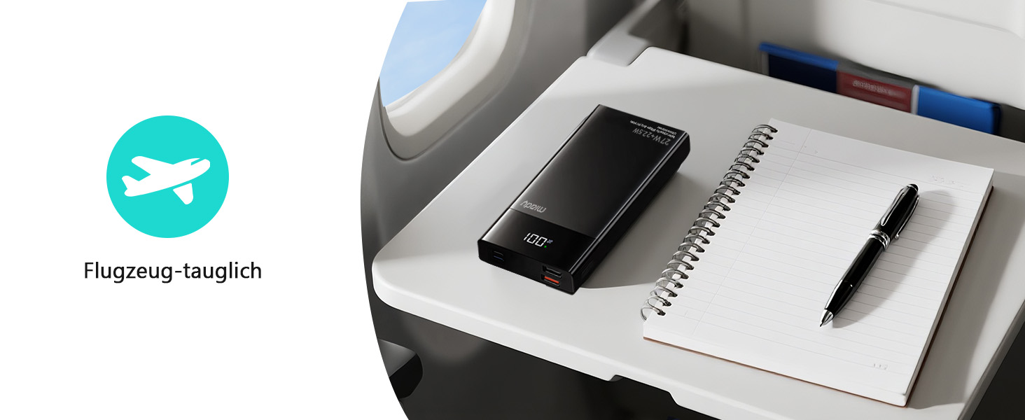 Power Bank Maidy 20000mAh з USB-C кабелем, 27W швидка зарядка, сумісний з iPhone, Galaxy, Xiaomi, iPad, Switch