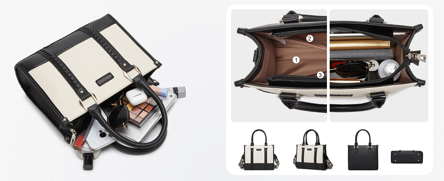 Сумка жіноча Miss Lulu середнього розміру через плече з текстурою лічі, з внутрішніми кишенями для роботи, відпочинку та повсякденного використання (чорний)