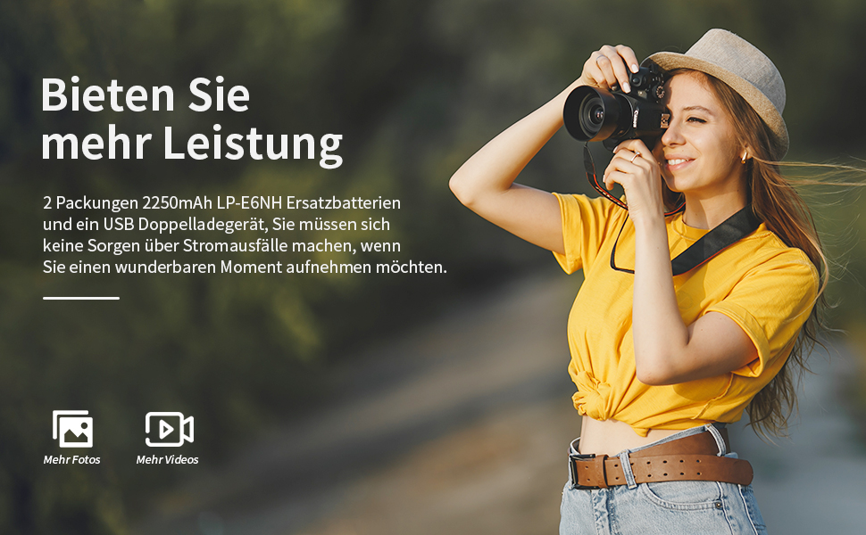 Запасний акумулятор Neewer N для Canon EOS 7D Mark II та інші моделі, 2 шт. 2000mAh, комплект з зарядним пристроєм (LP-E6NH)
