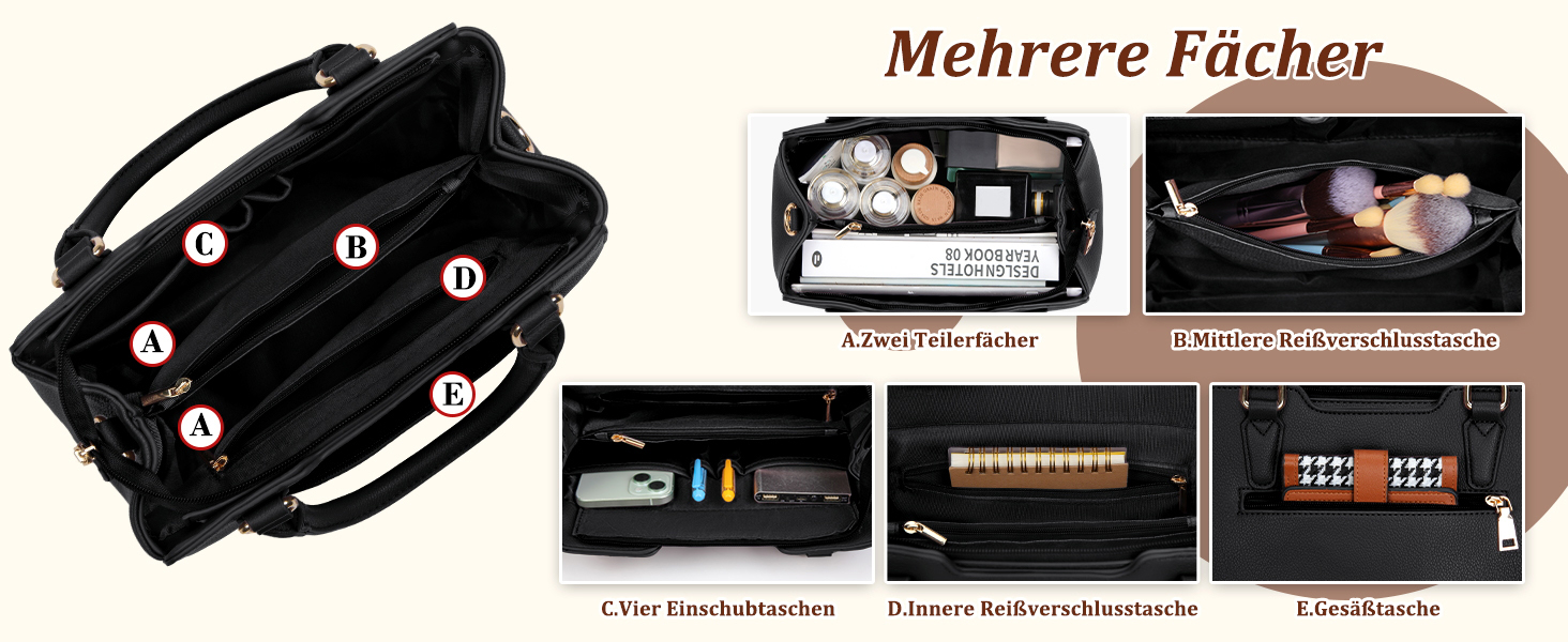 Жіноча сумка IGOLUMON шкіряна середнього розміру, сумка-тоут, сумка на ручку, чорна