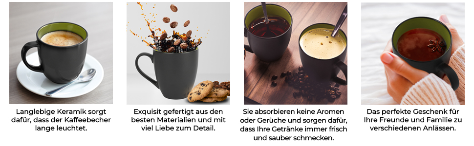 Набір кавових чашок Miamio Le Papillon (6 шт., 350 мл) - Зелений колір