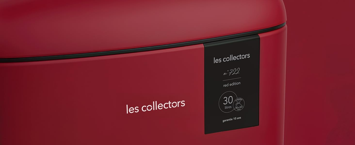 Сміттєвий відер з педаллю Les Collectors N°722, 30 л, нержавіюча сталь, матове покриття, червоний