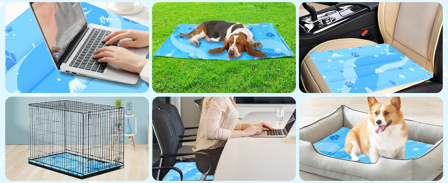 Кілим-охолоджувач для собак та котів, 50x90 см, блакитний. Самостійно охолоджуючий, з нетоксичним гелем, зносостійкий