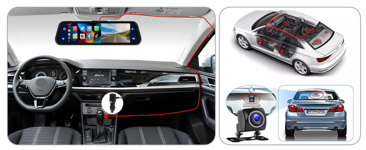 Дзеркало-відеореєстратор Podofo 9.66