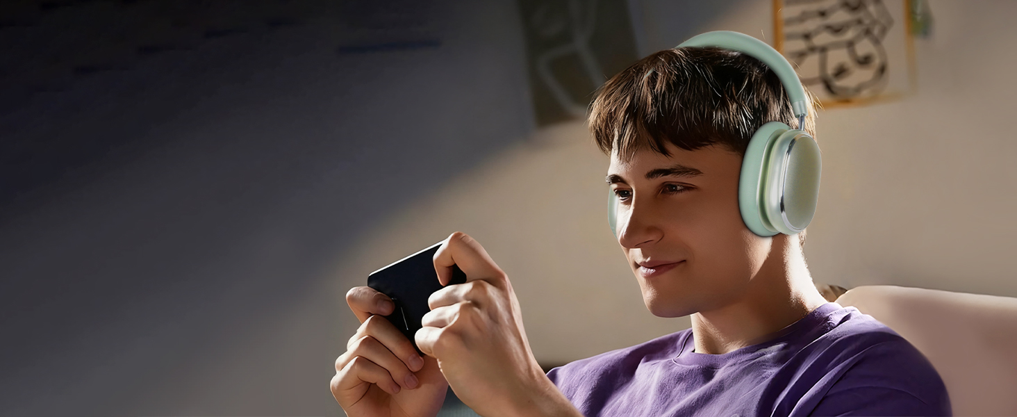 Навушники бездротові Bluetooth 6.0 NC95 з шумозаглушенням, поворотним регулятором, 120+ годин роботи, EQ налаштування через додаток, зелені для подорожей та спорту