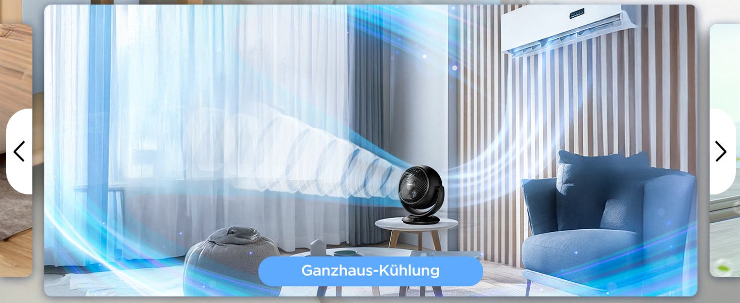 Вентилятор EasyAcc тихий, 25dB, настільний, з авто-осциляцією 90°, 3D Turbo, з пультом, 3 швидкості, таймер 2-12 годин, для спальні - чорний