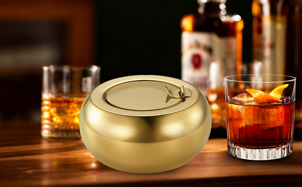 Попільничка з кришкою з нержавіючої сталі Golden S-Gold (S-Gold)