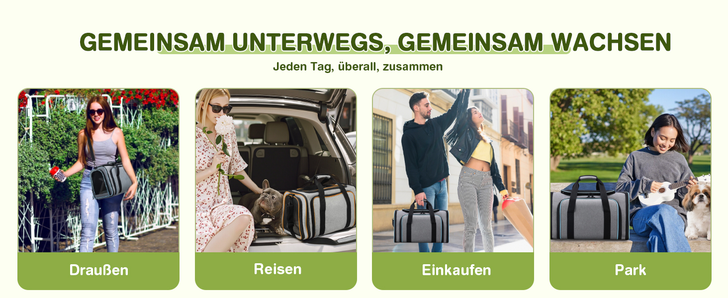 Транспортна сумка для котів та маленьких собак ALLSOPETS, розширювана, з підкладкою з флісу та кишенями (сірий & зелений)