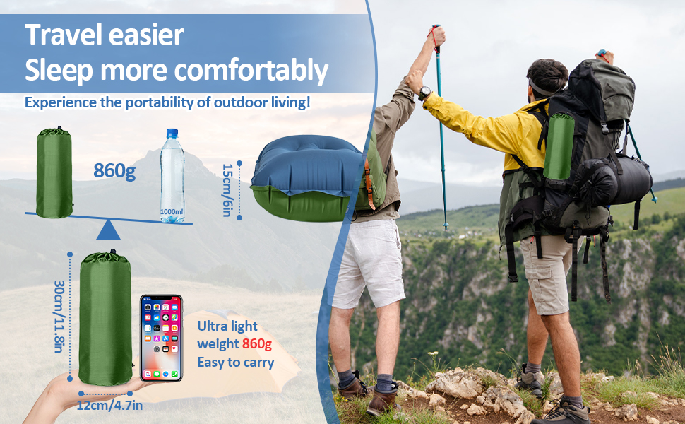 Саморозкладаний килимок для кемпінгу Samlonge: Товста повітряна матрац з насосом, водонепроникний, для відпочинку на природі, у наметі, для туризму