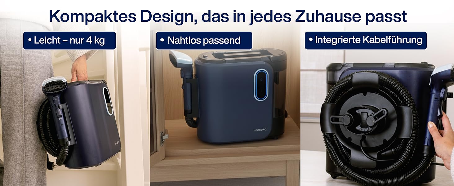 Samako Теперішній очищувач килимів та м'яких меблів – компактний ручний пристрій, потужний 400W двигун, 2 великі резервуари для води, підходить для всіх типів тканини (потужна версія (2000 Вт))