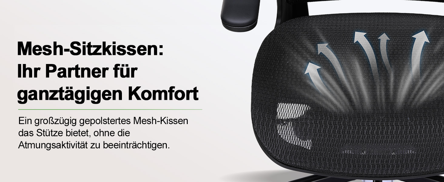 Офісний крісло GTPLAYER Ergonomic з регульованою підголівником, підлокітниками та поперековою підтримкою, функція гойдання, сітка, чорний, 150 кг