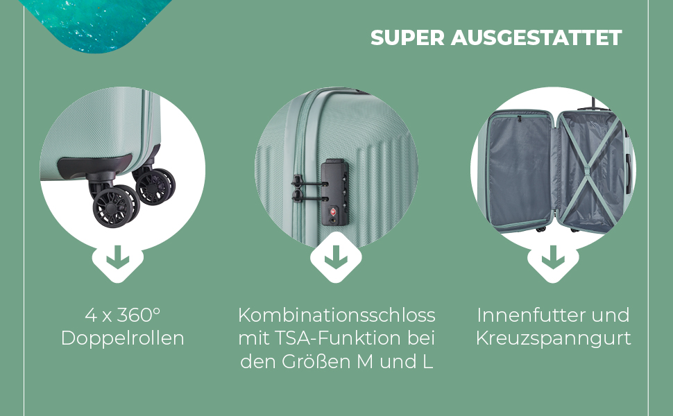 Чемодан Travelite Bali 77 см, 96 літрів, ABS, TSA-замок, Mint (Великий)