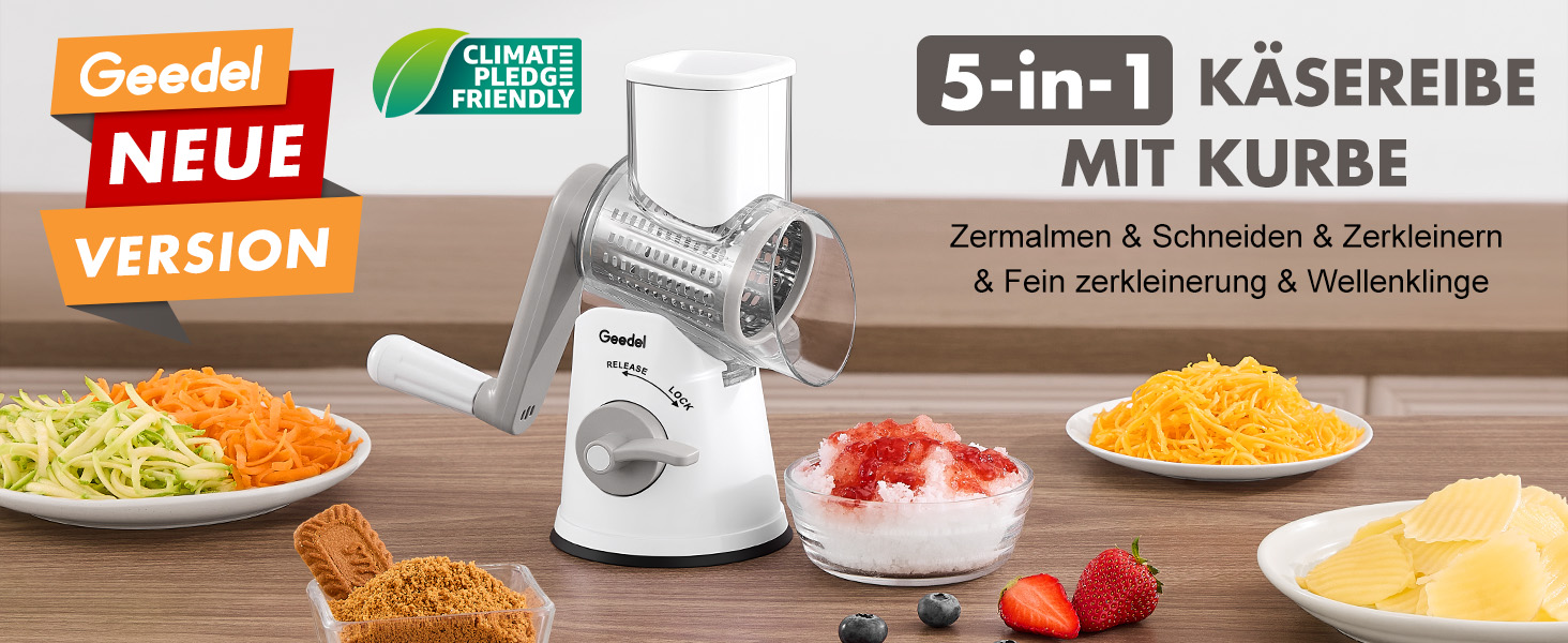 Трояк для овочів та сиру з 3 наборами ножів, білий. Ідеально для нарізки овочів, сиру, горіхів. 5 ножів