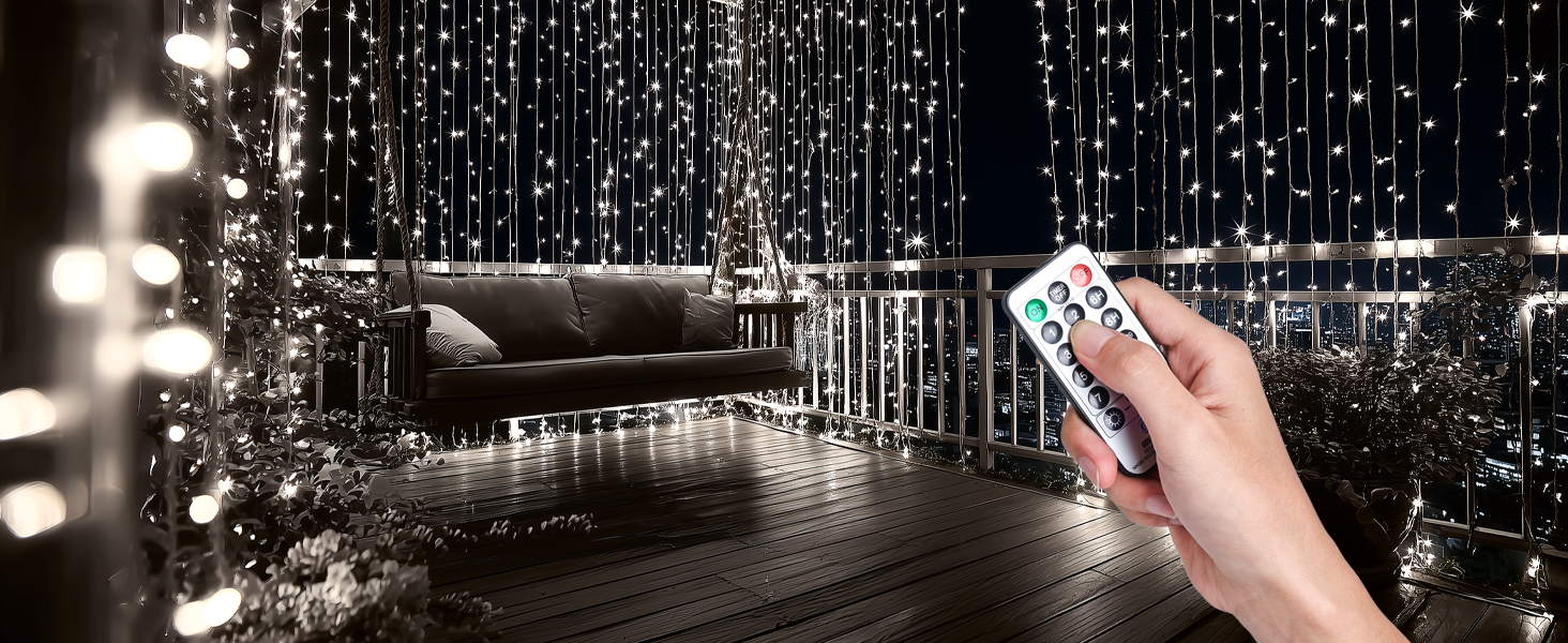 Гірлянда світлодіодна для прикраси саду, дому, на Різдво, 30м, 230 LED, тепле біле світло, 8 режимів, з пультом, вологостійка