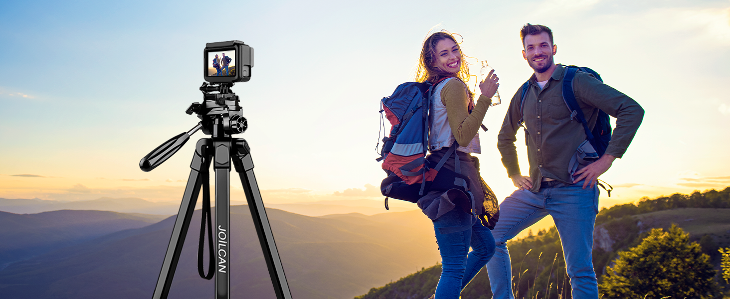 Штатив для камери JOILCAN 210.8 см: легкий трипод для смартфона, камери та селфі-палки з кульковою головкою 360° та пультом дистанційного керування. Алюмінієвий штатив з триножиною для Canon, Nikon, DSLR. Чорний.