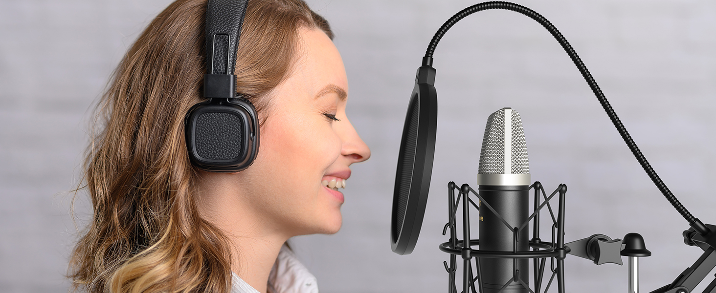 Мікрофон TONOR TC-2030 USB з великою мембраною для ПК, студії, стрімінгу, YouTube, співу, геймінгу. Комплект з мікрофонним штативом. 192 кГц/24 біт.