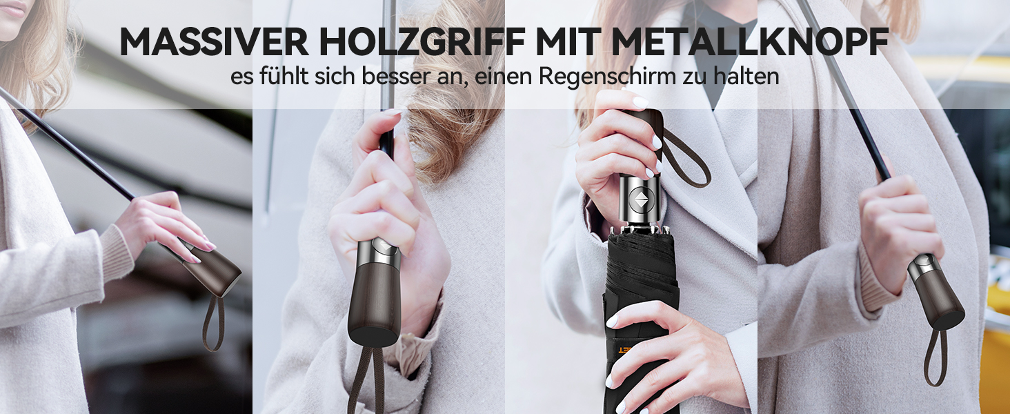 TECKNET Парасолька автоматична, чорна, штормостійка, легка у використанні