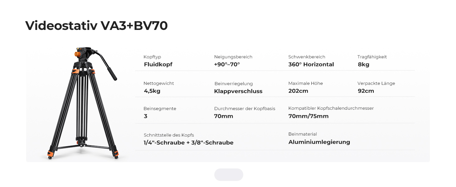 Відеоштатив K&F Concept 202 см з гідравлічною головою та швидкою зміною платформи, посилений тринога для DSLR, відеокамер та дзеркальних камер, навантаження до 8 кг