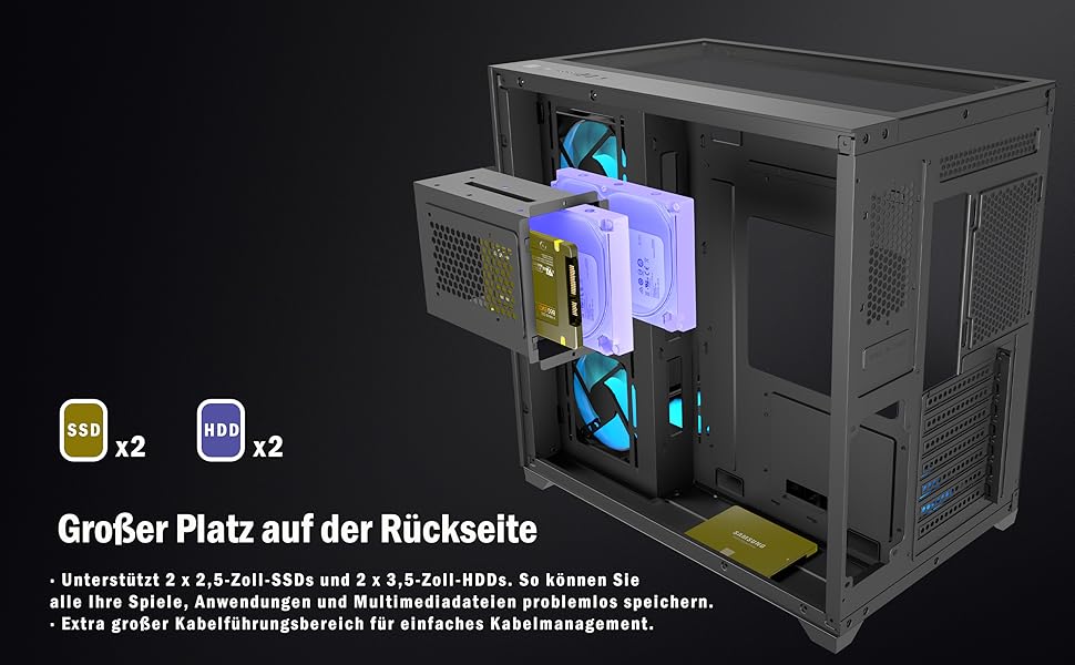 Корпус для ПК ANSAITE P7: Mid-Tower з 6 PWM ARGB-вентиляторами, скляна панель 270°, Type-C, чорний