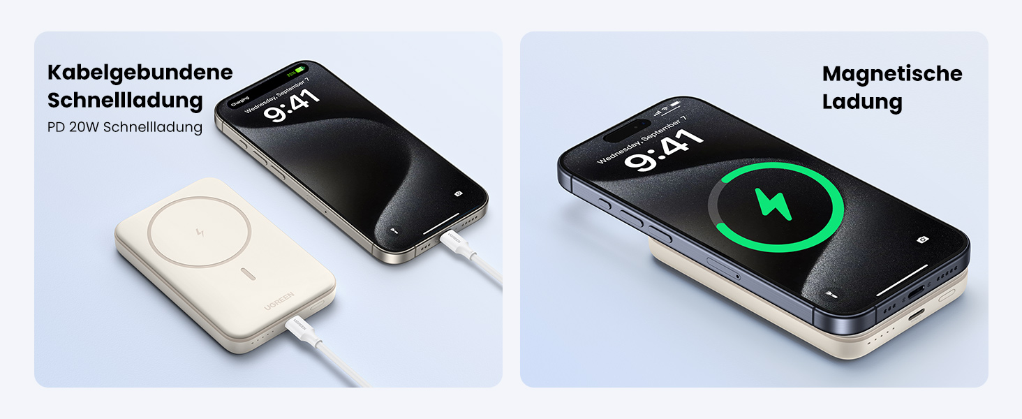 Повербанк UGREEN Zapix MagSafe 10000mAh 20W з підтримкою бездротової зарядки 7.5W та портом USB-C, бежевий