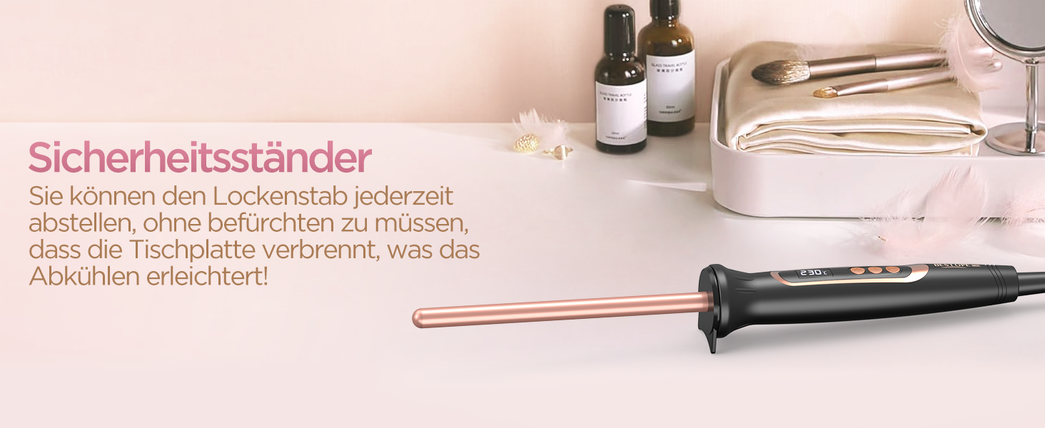 BESTOPE Lockenштаб 25 мм: мультитемпературний, для великих локонів, швидкий нагрів, прецизійне регулювання температури, з рукавичкою (рожеве золото)