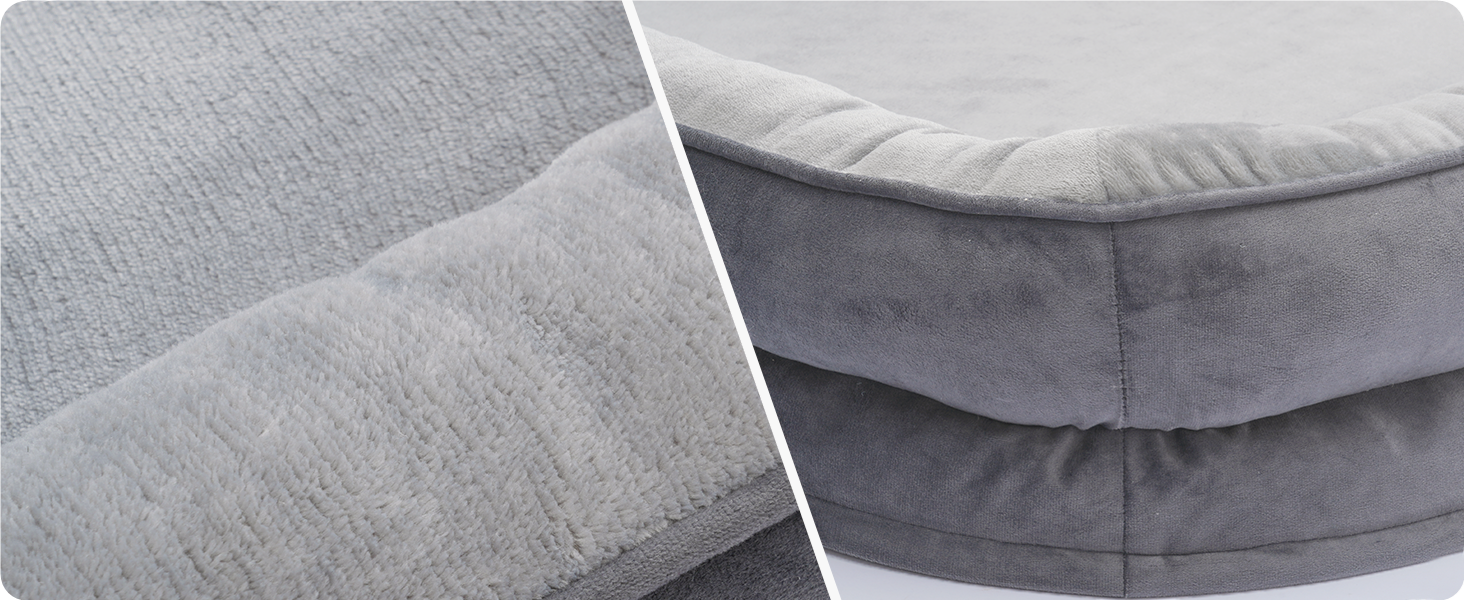 Ортопедичне ліжко для собак, ліжко-софа для собак з валиком, неслизьке дно, знімне та миюче, середні та великі породи, 106 x 79 x 17 см, світло-сірий колір