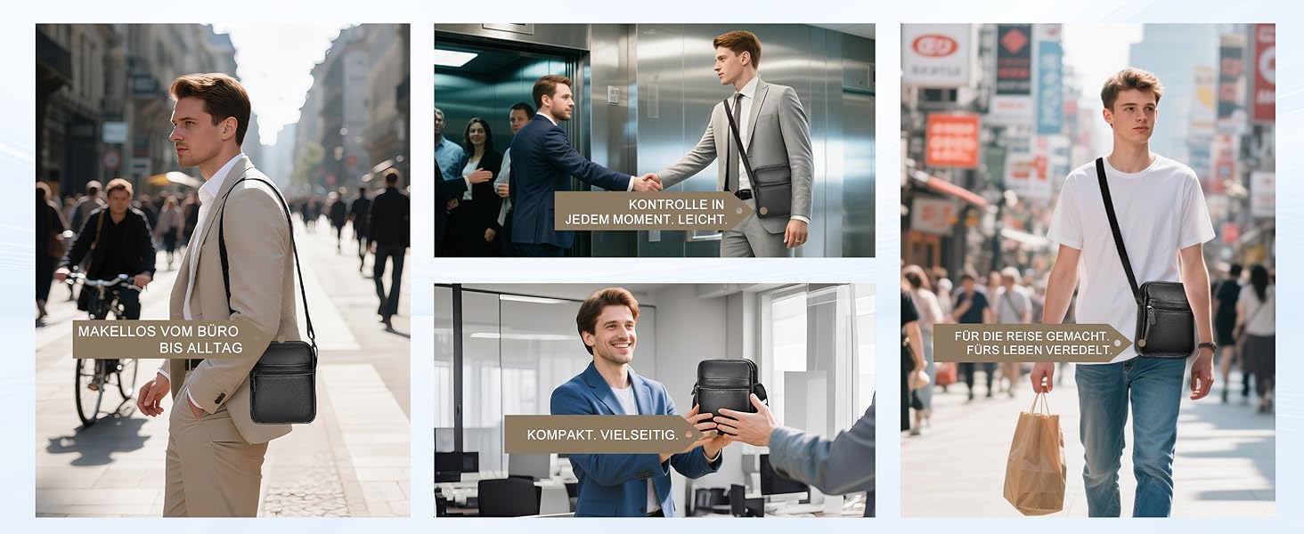 Чоловіча сумка через плече Leathario з натуральної шкіри, велика місткість, чорна