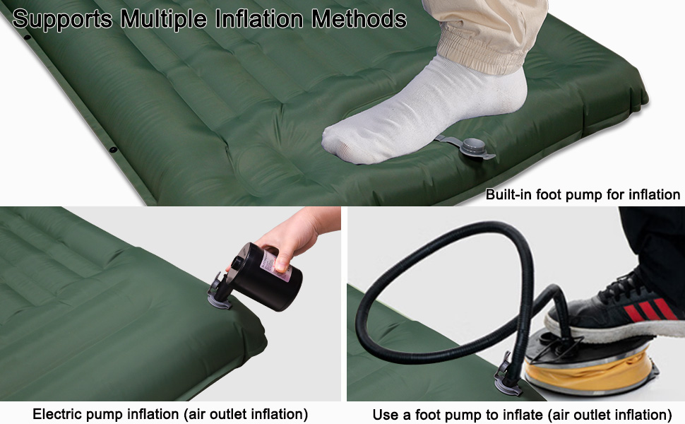 Каремат для кемпінгу Techshare самонадувний, потовщений, з насосом. Підходить для туризму, відпочинку на природі та кемпінгу