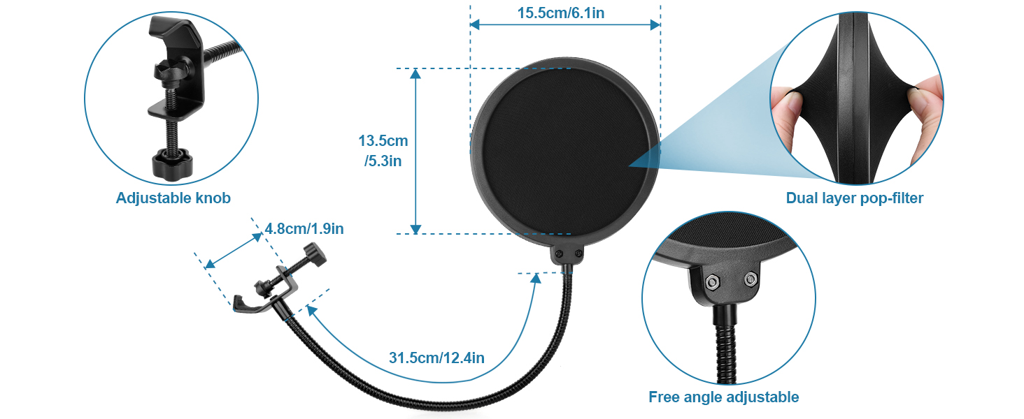 Підставка для мікрофона ChromLives для Razer Seiren X, з поп-фільтром, вітрозахистом та кабелетримачем, 5/8 адаптер для радіомовлення та запису