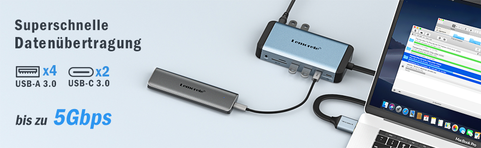 Док-станція USB-C 12 в 1: 3 монітори, HDMI, VGA, Ethernet, USB 3.0, PD 100W, SD/TF, AUX для Windows/Mac/Dell/HP