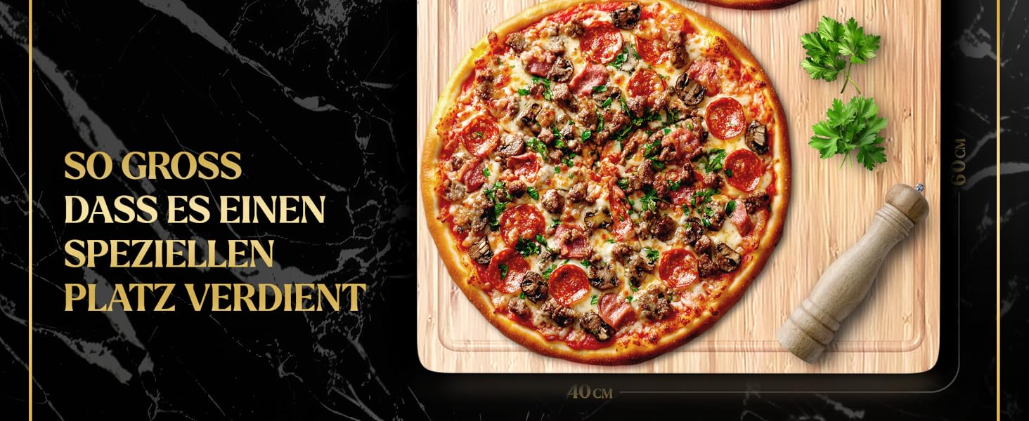 Дерев'яний обрізний стіл Deer & Oak XXXL 60x40x3.2 см - Преміум дерев'яний стіл для кухні, бамбуковий обрізний стіл 60 см, обрізні дошки для сервірування та нарізання - двосторонній, попередньо олійований, з жолобками для соку, бічні ручки