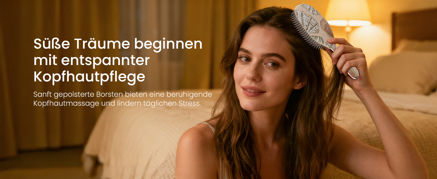 Щітка для волосся AIMIKE без заплутування, розпушувач з м'якими щетинками, безболісна розпушувальна щітка для складних вузлів, особливо делікатна до тонкого волосся, ідеальна для догляду за шкірою голови та масажу LuxeSilk, подушечка-щітка (щітка з подушечкою у вигляді мушлі)