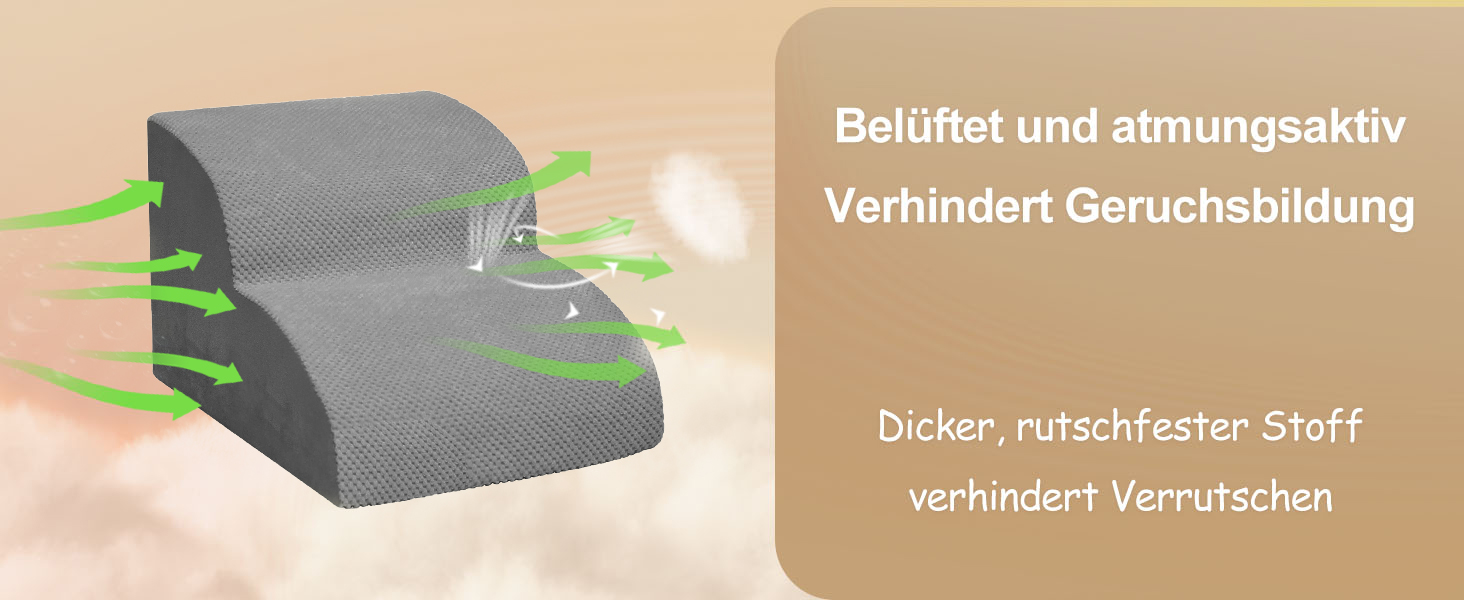 Сходинка для собак Niubya, 62 см, 5 сходинок, для котів та собак, для літніх та поранених тварин, знімний чохол, високощільний пінопласт (сірий)