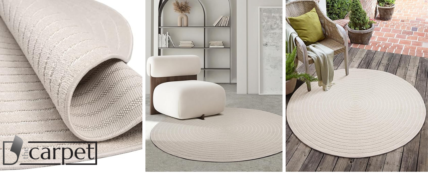 Килим Santo Plus для вітальні та спальні: якісний, легкий у догляді, довговічний, сучасний дизайн, підходить для вулиці, кремовий, 160 x 220 см