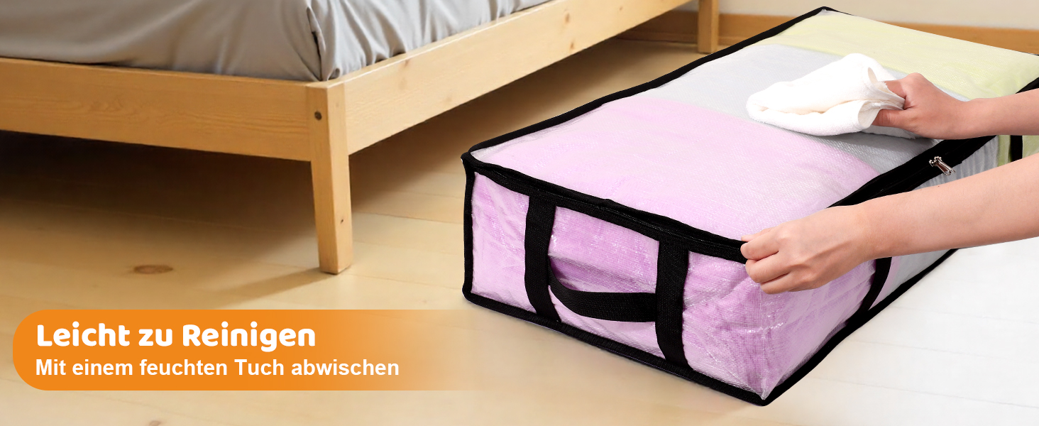 Коробки для зберігання під ліжко (4 шт) 90л з кришкою, прозорі, великі, складні, з ручками. Підходять для постільних речей, подушок, одягу.