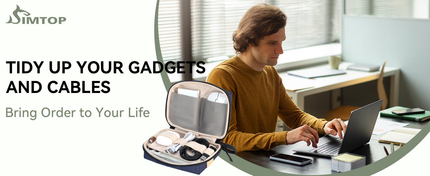 Органайзер для кабелів SIMTOP: компактна сумка для аксесуарів, SD-карт, Powerbank. Ідеально для подорожей, офісу та фотографії. Зелений (блакитний)