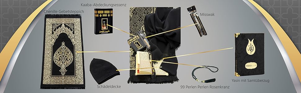 Подарунковий набір Ihvan для хаджу та умри, Deluxe - набір для Рамадану та Ідуль-Фітр, чорний / Набір 3 чорний