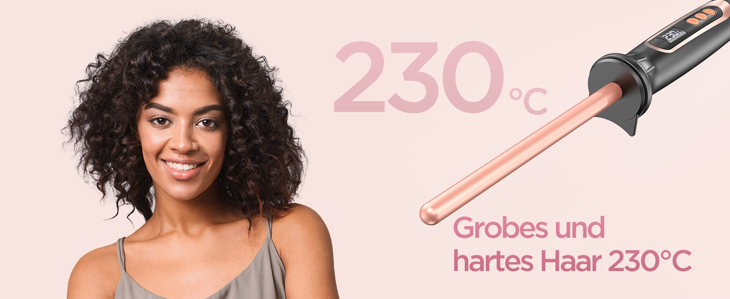 BESTOPE Lockenштаб 25 мм: мультитемпературний, для великих локонів, швидкий нагрів, прецизійне регулювання температури, з рукавичкою (рожеве золото)