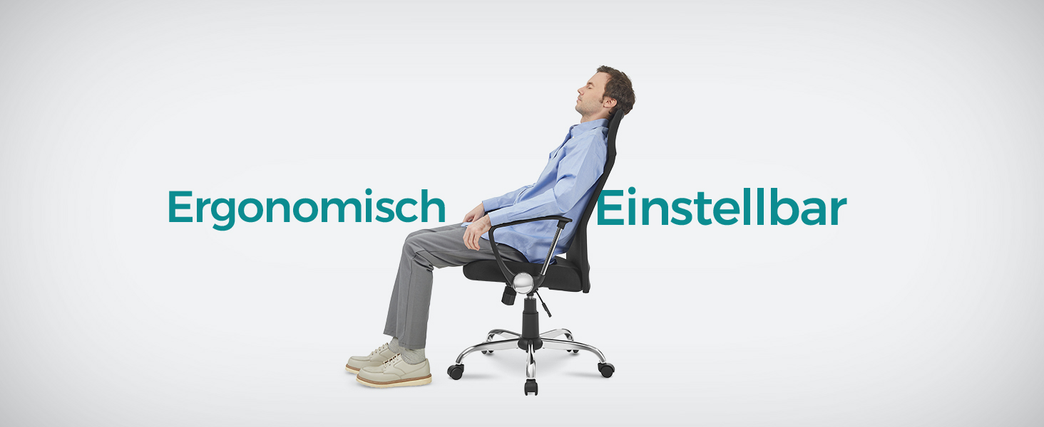 Офісний стілець SONGMICS, ергономічний, поворотний, з м'яким сидінням, регульований по висоті та нахилу, до 120 кг, чорний OBN034B01