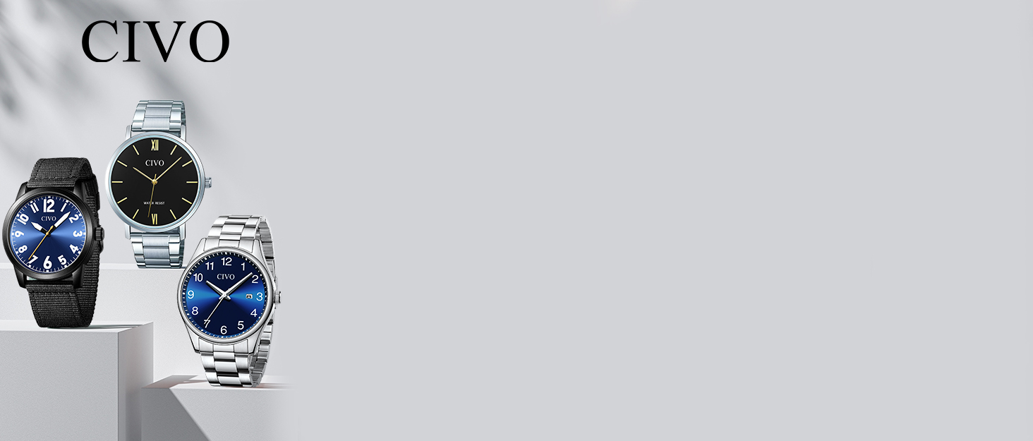 Чоловічий годинник CIVO з великими цифрами: аналоговий класичний годинник на зап'ясті з великими цифрами - водостійкий кварцовий військовий годинник для чоловіків з підсвічуванням - подарунок для чоловіків, людей похилого віку з поганим зором (B1 Чорний)