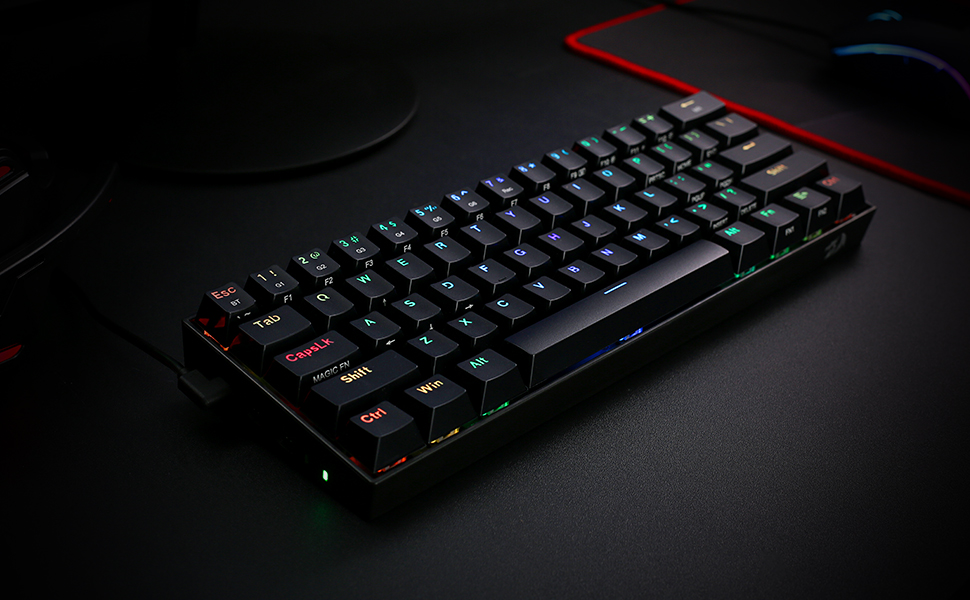 Redragon K530 Pro Draconic: Механічна ігрова клавіатура 60% з RGB-підсвічуванням, Tactile Brown Switch, Hot-Swap, для Windows/Mac/Android