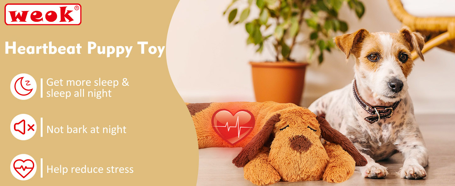 Heartbeat Puppy Toy – Comfort Cuddle Pillow, to Relieve Anxiety, Soothing Aid, Heartbeat Toy for Dogs, Puppy Heartbeat Toy, Sleep Aid